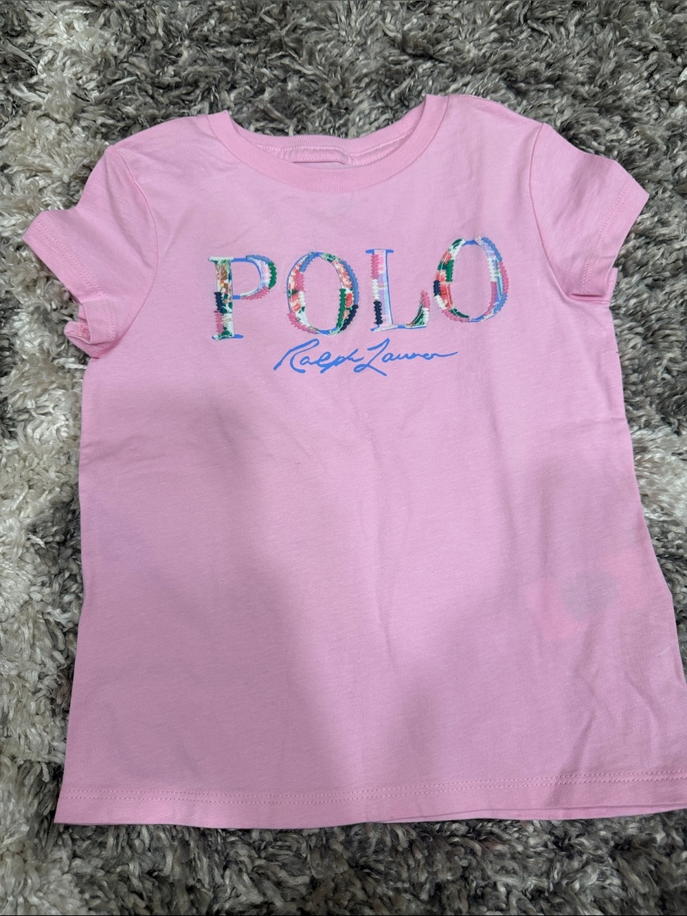 Ralph Lauren Pink Floral POLO Logo Short Sleeve Tee